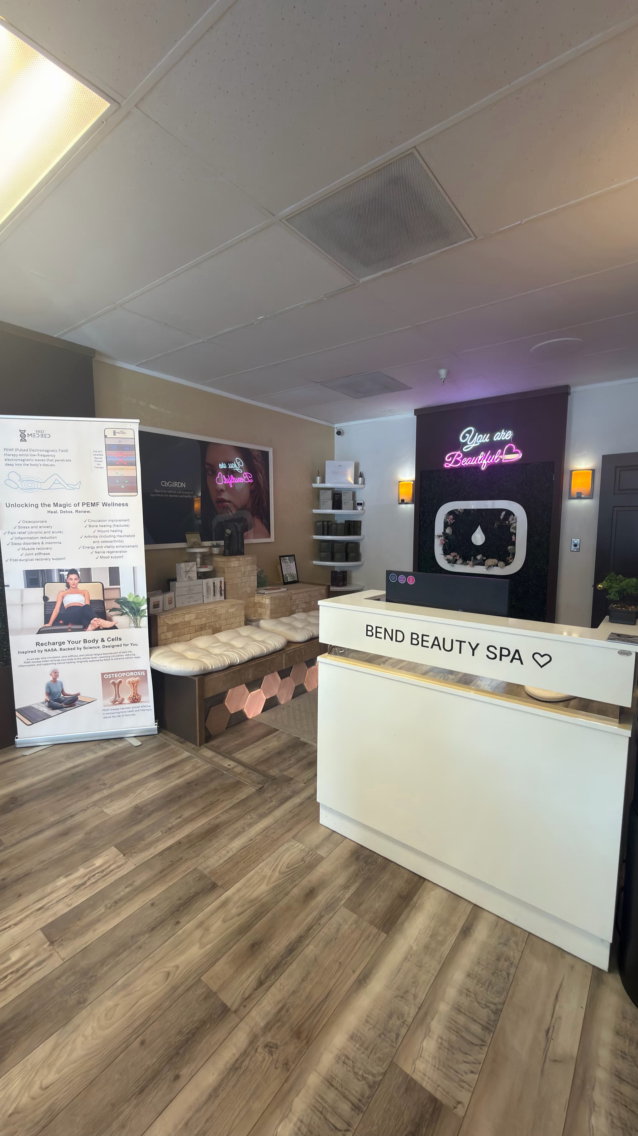 The reception at Bend Beauty Spa